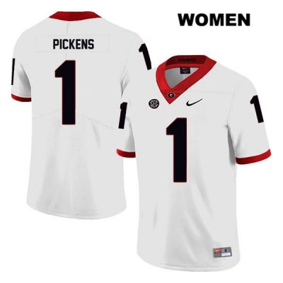 Women's Georgia Bulldogs NCAA #1 George Pickens Nike Stitched White Legend Authentic College Football Jersey MKY6454JQ